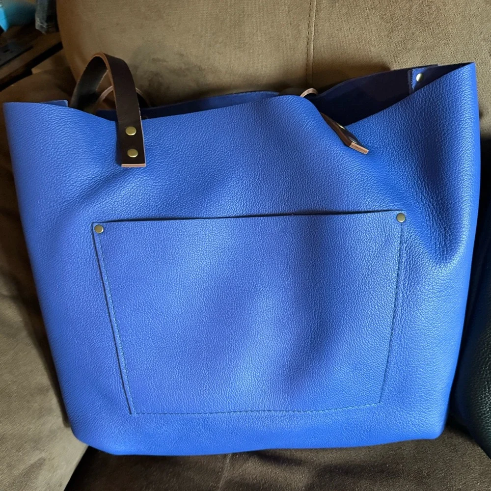 Portland Leather Oversized Classic Astro Blue Tote - Picture 1 of 4